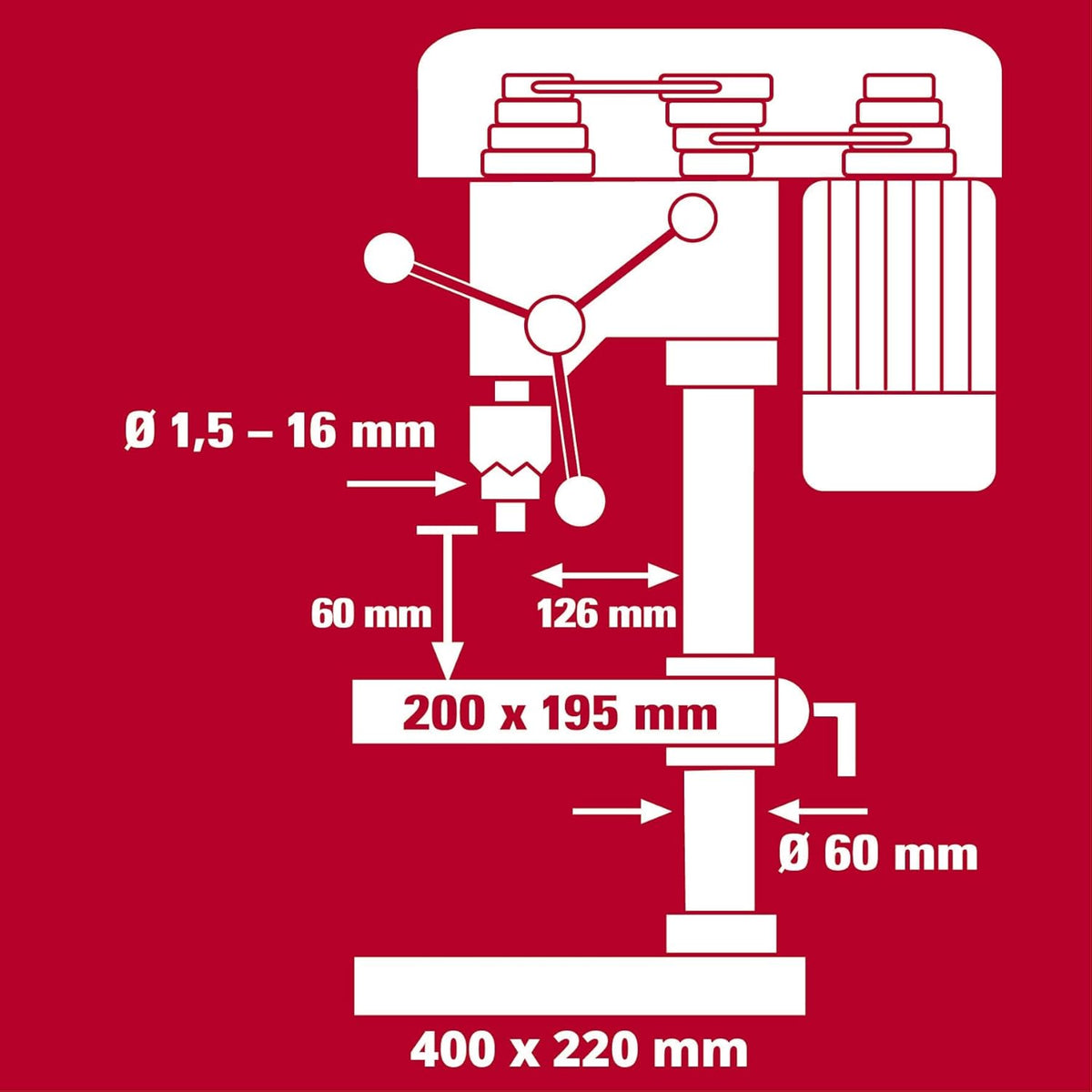 Einhell perceuse à colonne TC-BD 630/1 (630 W, profondeur de perçage max. 60 mm, butée de profondeur réglable, diamètre de foret max. 16 mm)