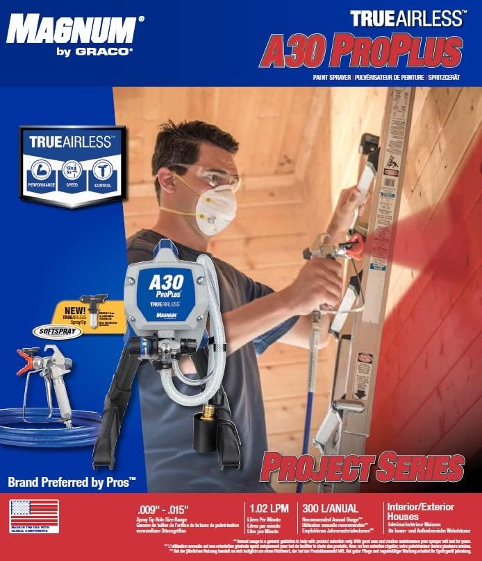 Magnum by Graco 17C244 Pistolet à Peinture airless A30 ProPLUS, Usage Domestique (débit 1 l/Min, Pression Max. 207 Bars)