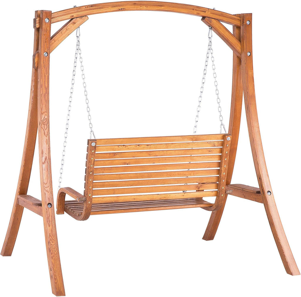Balancelle de Jardin en Bois Foncé Assise Confortable et Élégante pour Terrasse au Style Campagne Beliani