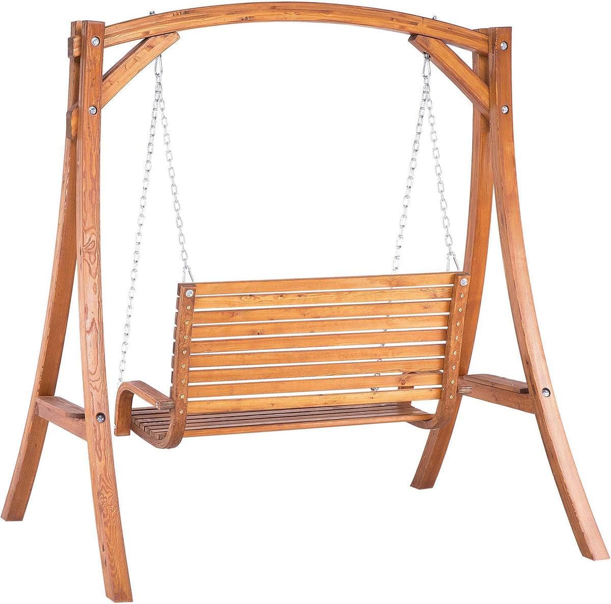 Balancelle de Jardin en Bois Foncé Assise Confortable et Élégante pour Terrasse au Style Campagne Beliani