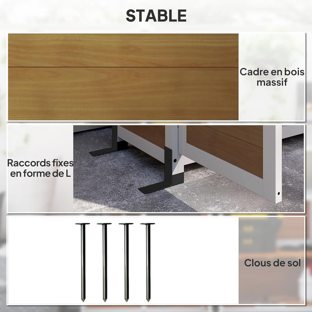 Outsunny Abri de Jardin + Armoire de Rangement en Bois, cabane de Jardin extérieur intérieur avec Toit incliné en Asphalte, étagères et Portes verrouillables, Armoire à Outils pour Balcon, Naturel