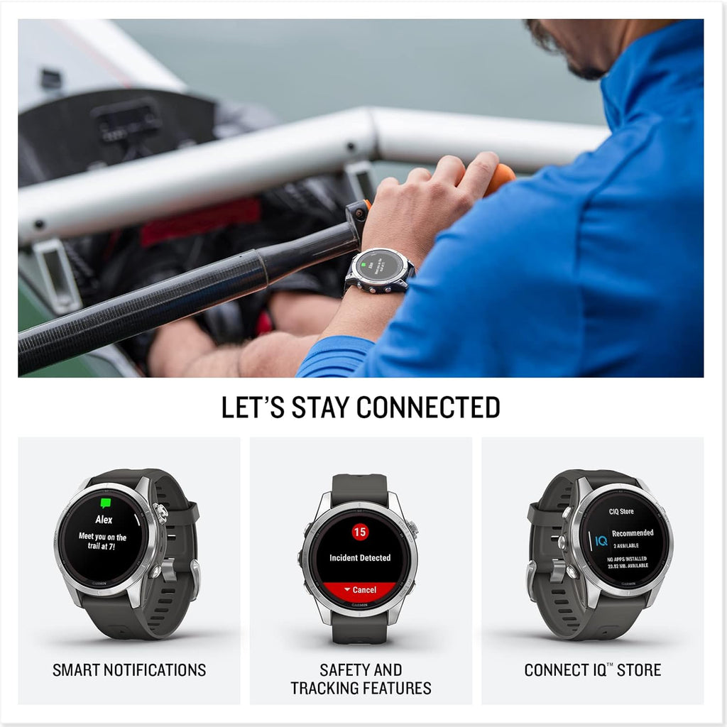 fēnix 7S Pro, Solar - Montre GPS Multisports connectée – Silver avec Bracelet Gris – Boîtier 42 mm