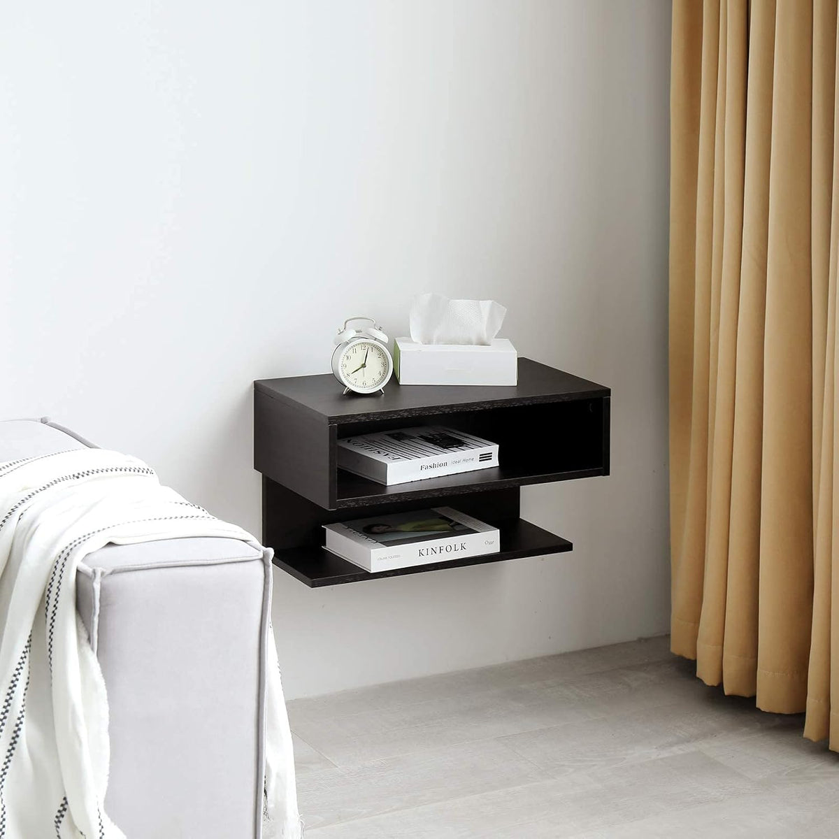 WELLAND Table de nuit flottante murale 61 cm avec tiroir, Tables de chevet pour adulte, pour salon, chambre à coucher
