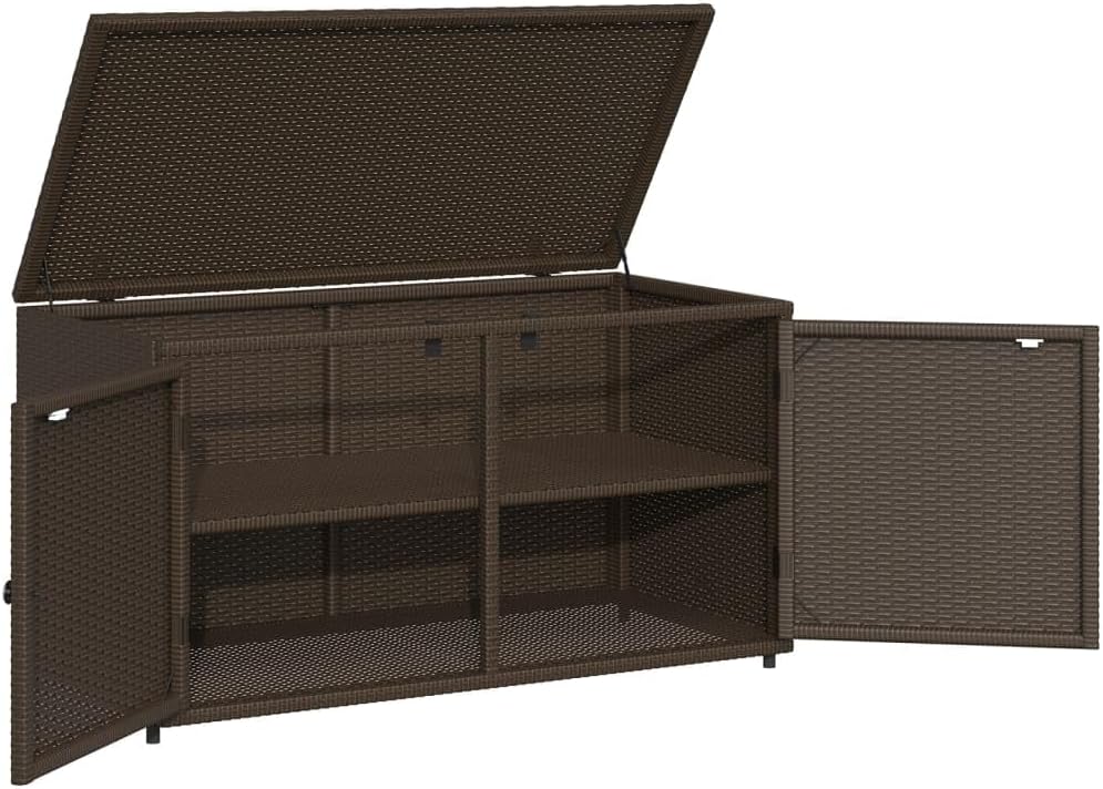 ZEYUAN Armoire de rangement de jardin en rotin PE marron 110 x 55 x 60,5 cm, armoire extérieure de jardin, meubles de jardin extérieur - 365568