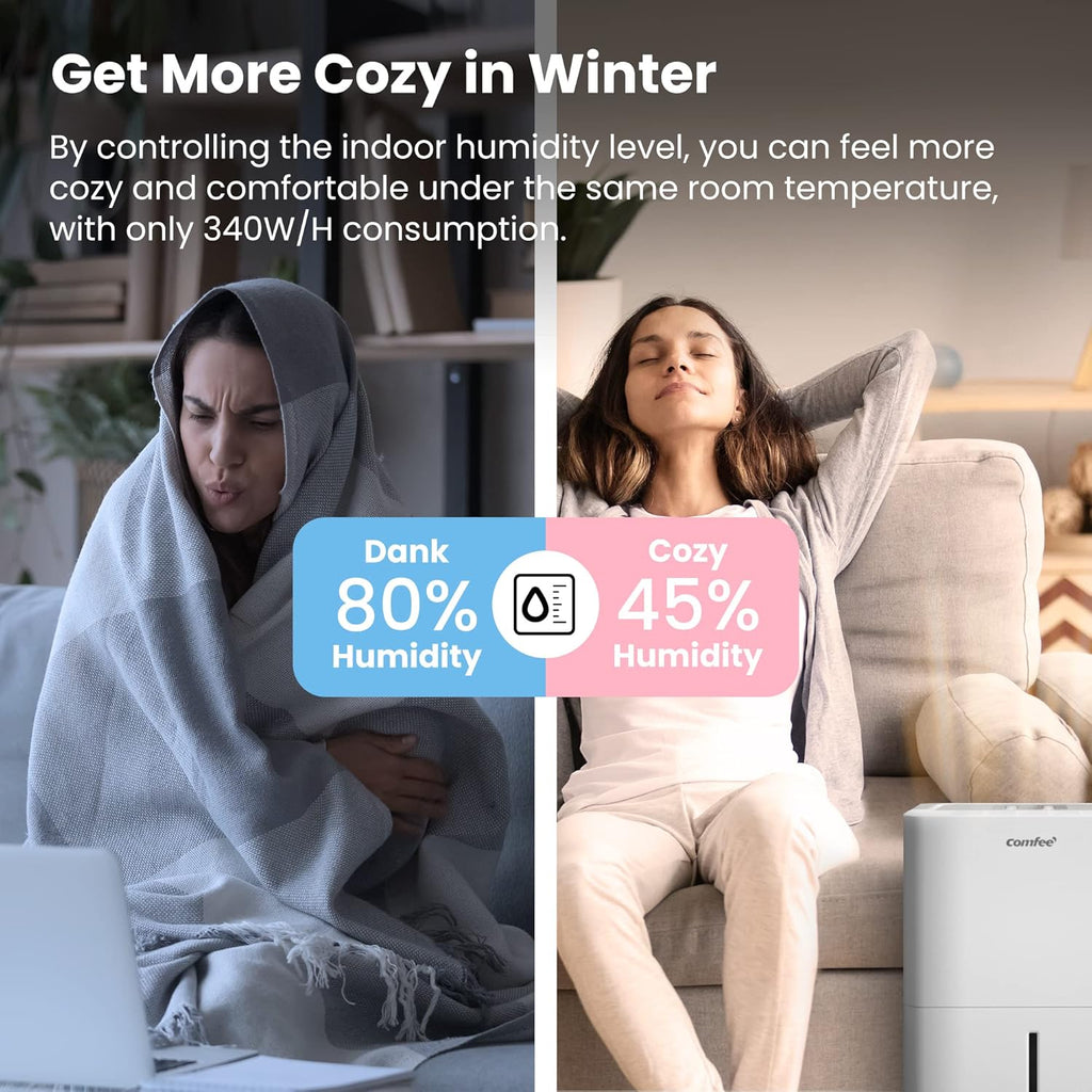 Déshumidificateur Compacte, Absorbe jusqu'à 12L/jour, Deshumidificateur d air avec Roulettes et Poignée, Minuterie 24H, Réservoir 2L, Pour pièce de 20-35㎡, MDDN-12DEN7