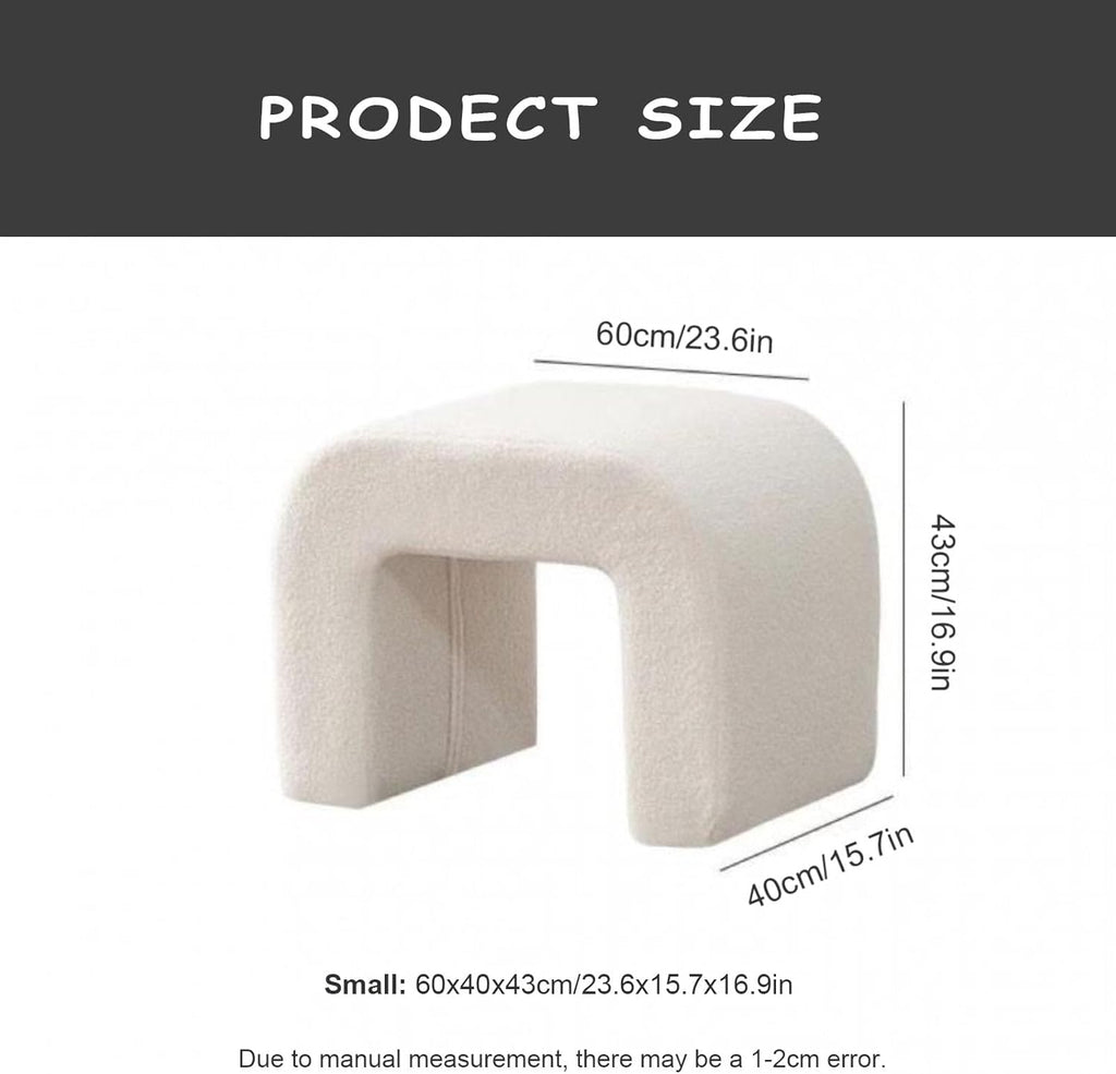 Banc ottoman rembourré en sherpa pelucheux moderne blanc crème pour chambre à coucher, salon, entrée, petit banc élégant pour bout de lit, coiffeuse et décoration d'intérieur