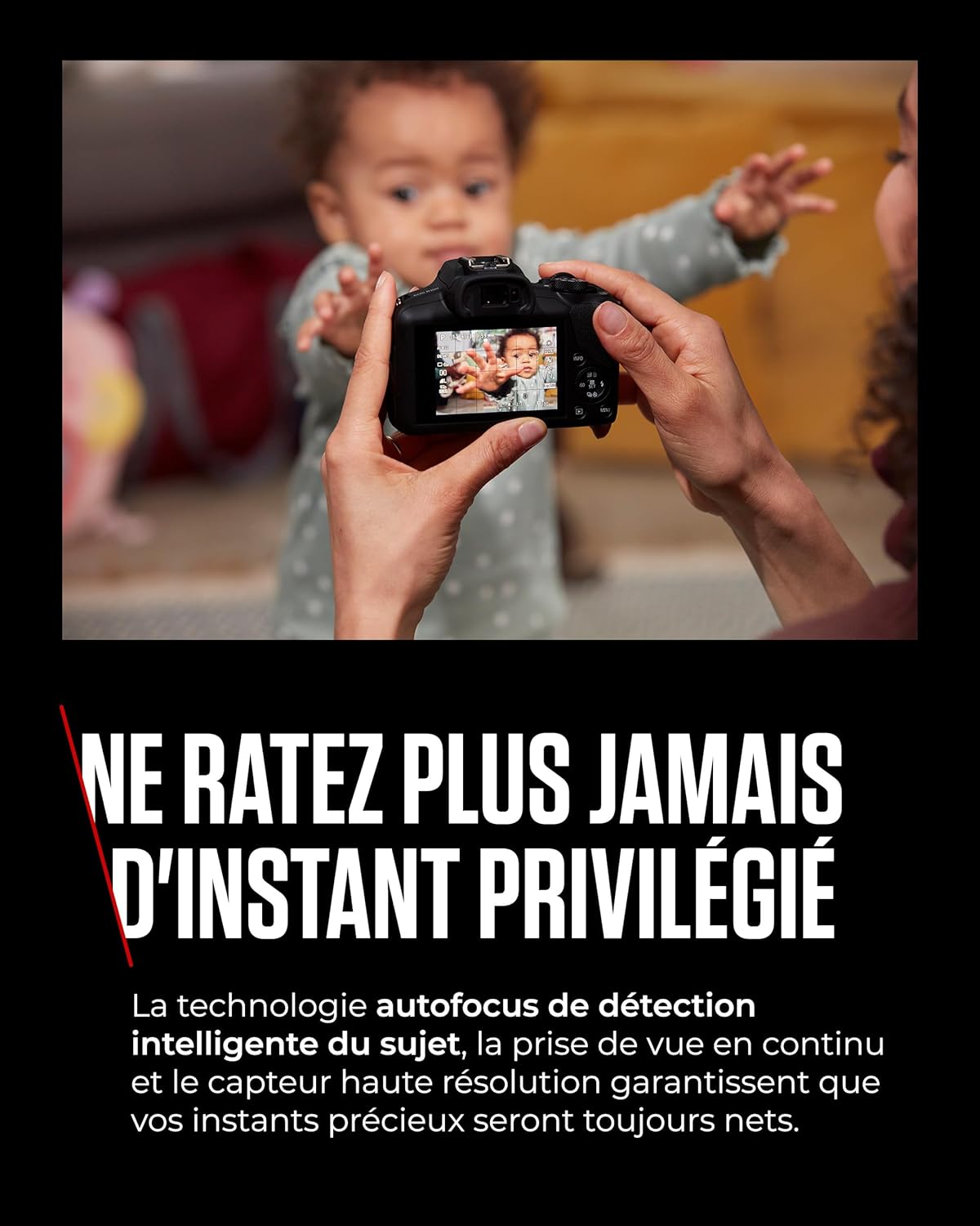 Canon EOS R100 Appareil Photo Hybride Compact à capteur APS-C stabilisé 24M Pixels, Vidéo 4K, Wi-FI, AutoFocus Dual Pixel, boitier Nu Noir