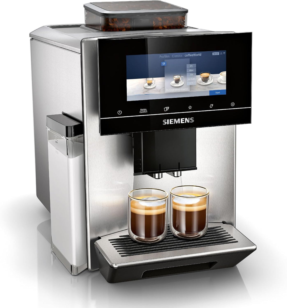 Siemens machine à café automatique EQ900, baristaMode, eGrinder, écran iSelect 6,8 pouces, application Home Connect, acier inoxydable, TQ903R03