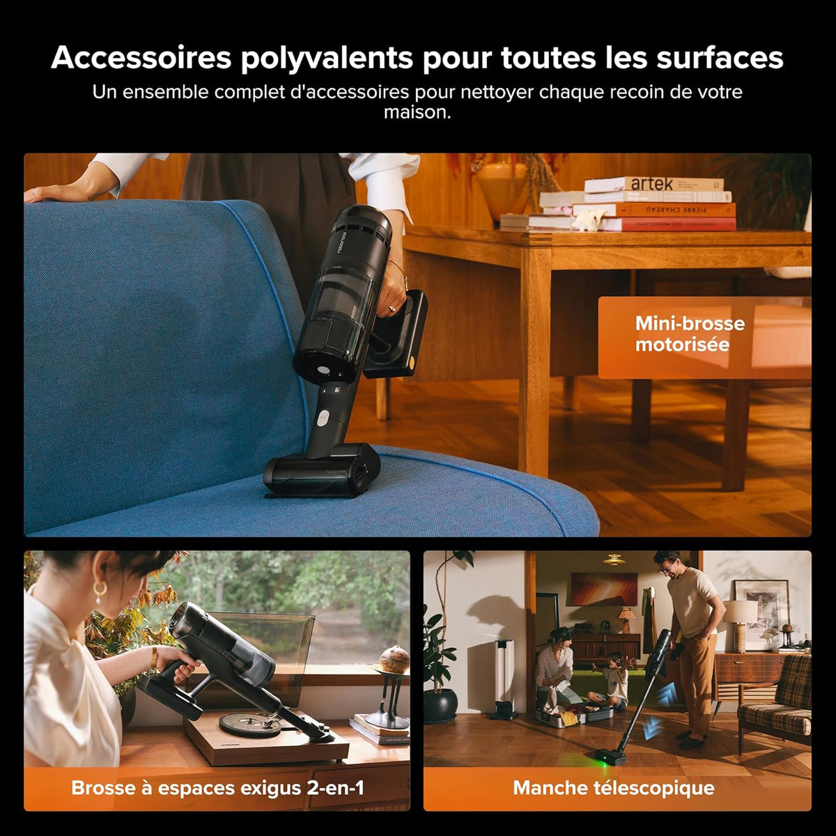 roborock H60 Hub Ultra Aspirateur Balai sans Fil avec Station Auto-Vide, 210AW, 90Min d’Autonomie, Brosse Anti-Enroulement, Détection Poussière LED 140°, Accessoires Tous Sols