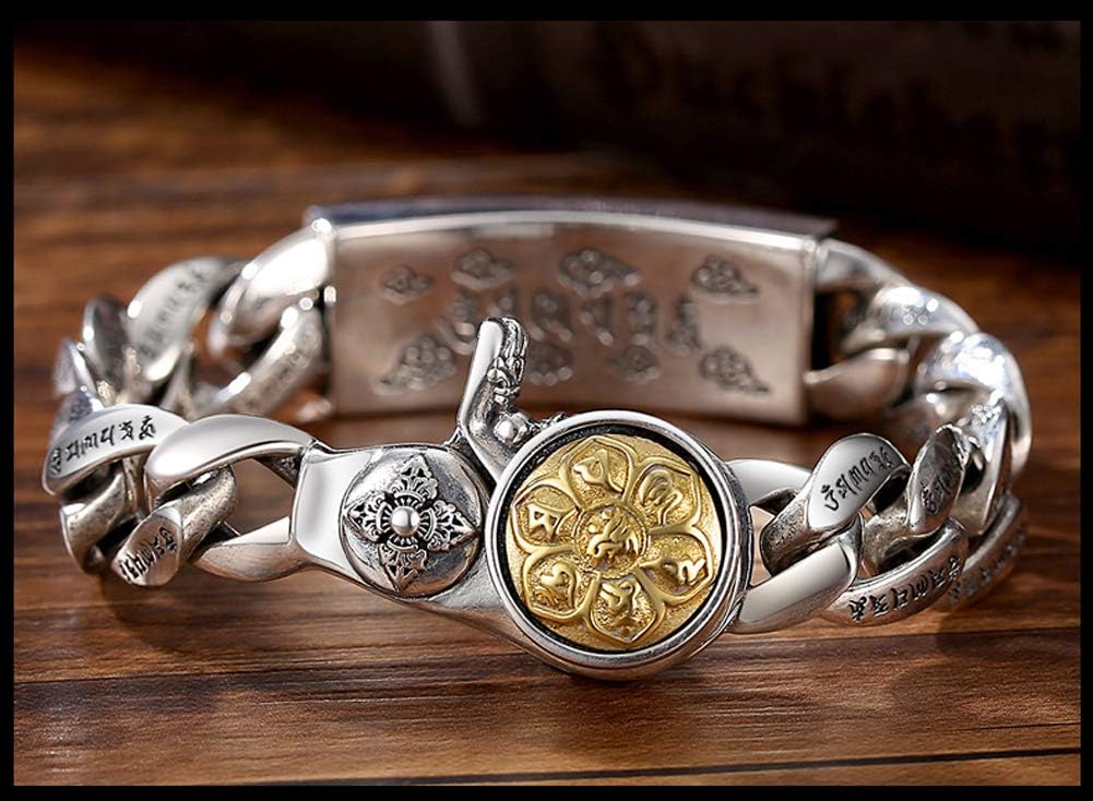 ZEDARO Bracelet jonc en Argent Sterling 925 pour Homme, Bijoux à la Mode rétro Simple à Six caractères Mantra Dominateur, Bijoux Souvenir Cadeau Unisexe.