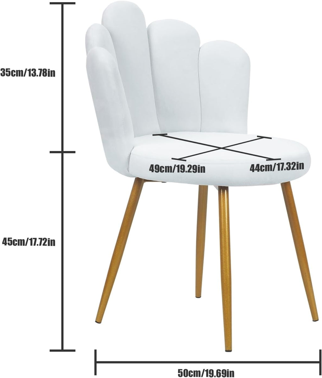 Shienfir Chaise de bureau en velours, chaise de coiffeuse avec pieds en bois, siège confortable, dossier, chaise d'appoint en forme de pétale pour salon moderne, chambre à coucher, salle à manger