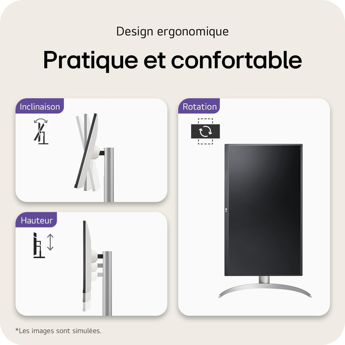 LG Ultrafine 27UP850K-W Ecran PC 4K 27" - Dalle IPS résolution UHD (3840 x 2160), 5ms GtG 60Hz, DisplayHDR 400, DCI-P3 95 pour cent (CIE1976), Mode Lecture, inclinable, réglable en Hauteur