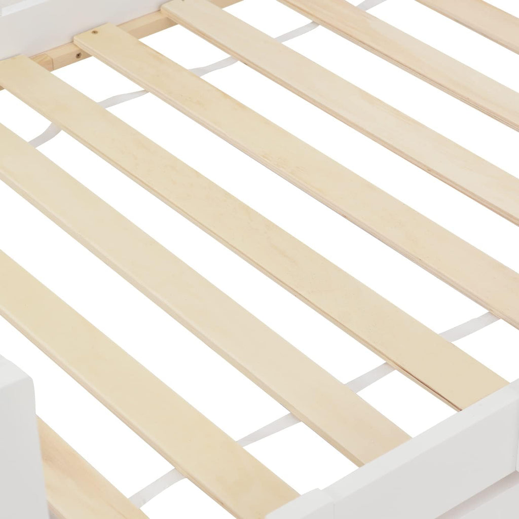 Merax Lit de Maison 90 x 200 cm, sommier à lattes en bois, tiroirs, chambre enfant