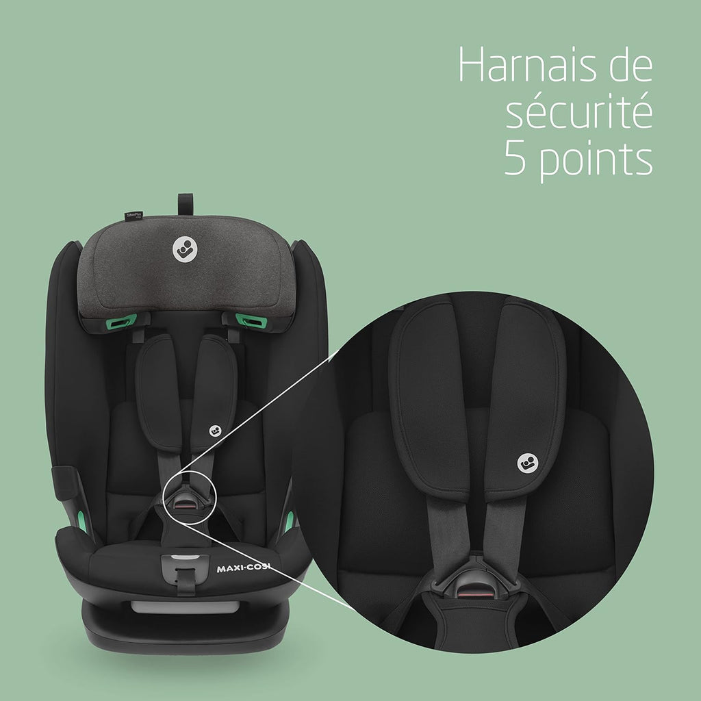 Maxi-Cosi Titan Plus i-Size, Siège Auto Enfant Multi-âge, Siège Auto ISOFIX, 15 Mois - 12 Ans (76 - 150 cm), Protection G-CELL, 4 positions d'inclinaison, Authentic Black