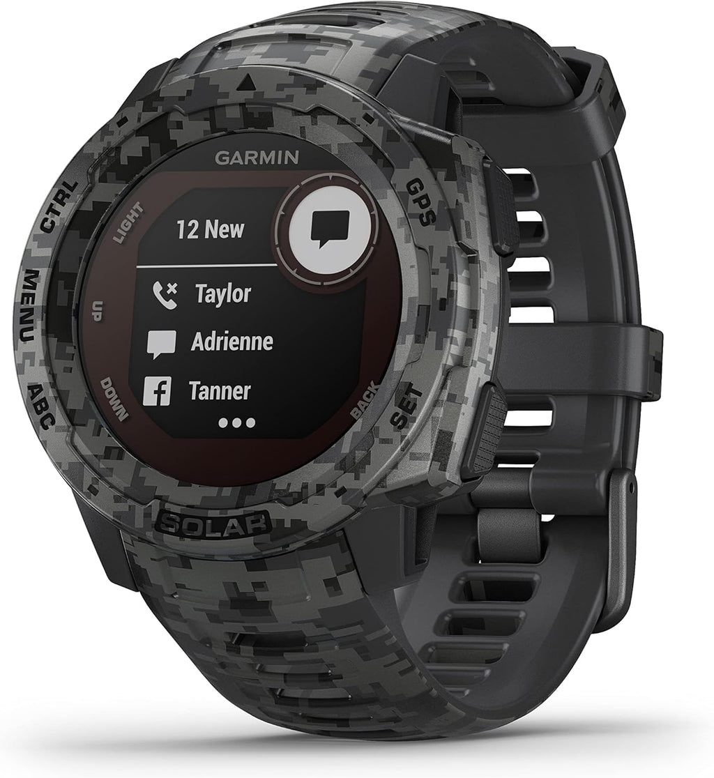 Instinct Solar Camo Edition - Montre GPS de Plein air Robuste avec Chargement à l'énergie Solaire - Noir