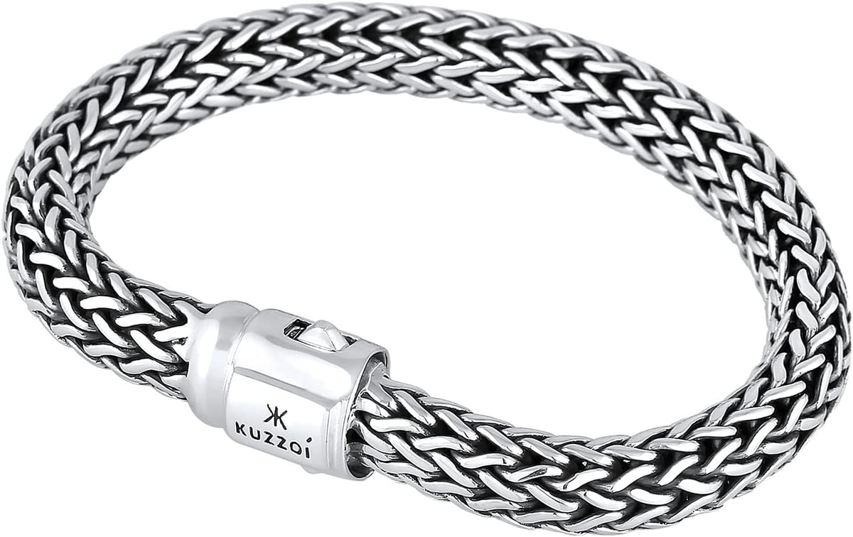 Bracelet Kuzzoi en argent - Fait à la main - Pour hommes - Avec gravure Kuzzoi - 10 mm de large - 66 g - 335204
