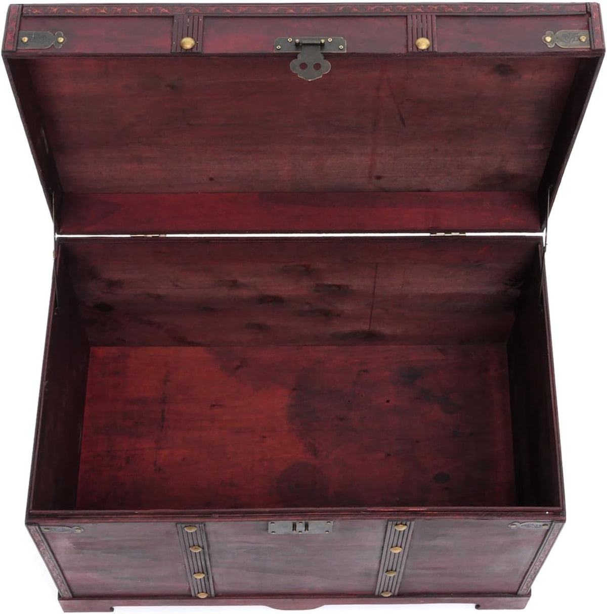 Mendler Coffre bois de décoration Valence aspect antiquité 49x77x47cm carré