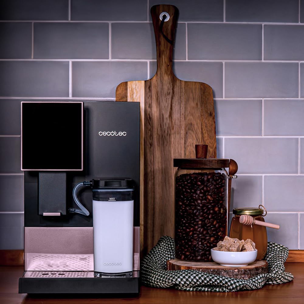 Cecotec Machine a Café Espresso Superautomatique Cremmaet Compactccino Connected Black Rose. 19 Bars, Écran TFT, Wifi, Moulin Integré, Réservoir d'eau 1,1 L et de lait 400 ml, Nettoyage Automatique