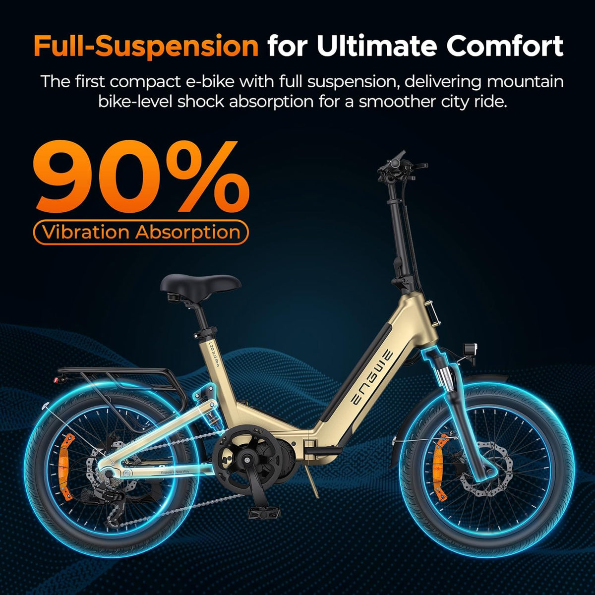 ENGWE Velo Electrique avec APP&IOT, Vélo électrique Batterie 48V 15Ah jusqu'à 160km, Capteur de Couple et Freins Hydrauliques, Pneus 20 * 3.0, 2 Heures de Charge
