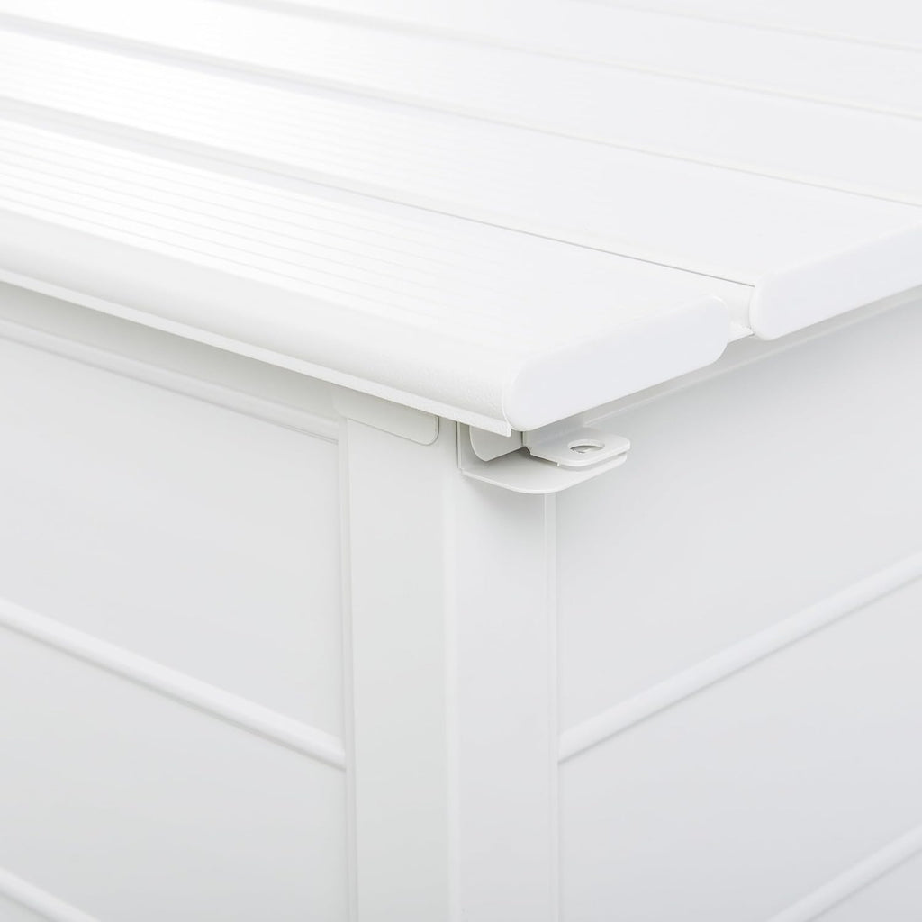 Beliani Coffre d'Extérieur de Rangement en Aluminium 113 x 50 cm Meuble de Jardin Blanc Campalto