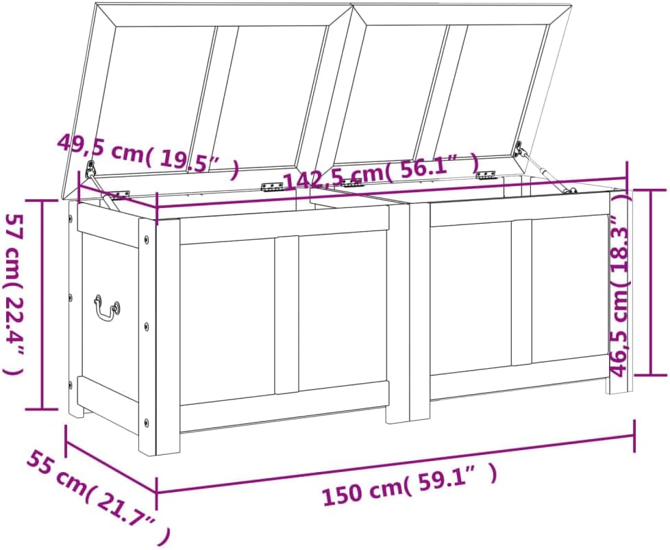 vidaXL Coffre de Rangement avec Couvercle, Boîte à Jouets, Armoire de Rangement, Organisateur de Salon Couloir, Marron Bois Massif d'Acacia