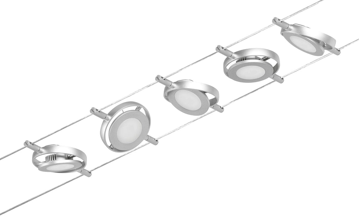 Paulmann 944.14 94414 Kit LED RoundMac DC avec Câble Extensible en Chrome Mat-5 x 4,5 W-3000 K, Métal