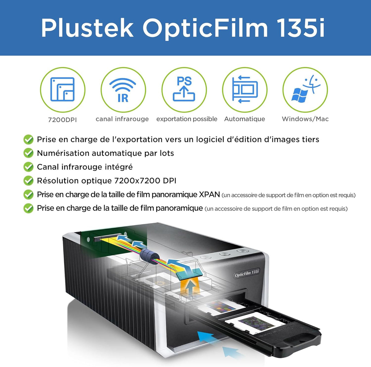 Plustek OpticFilm 135i - Scanner de Diapositives et Négatifs 35 mm