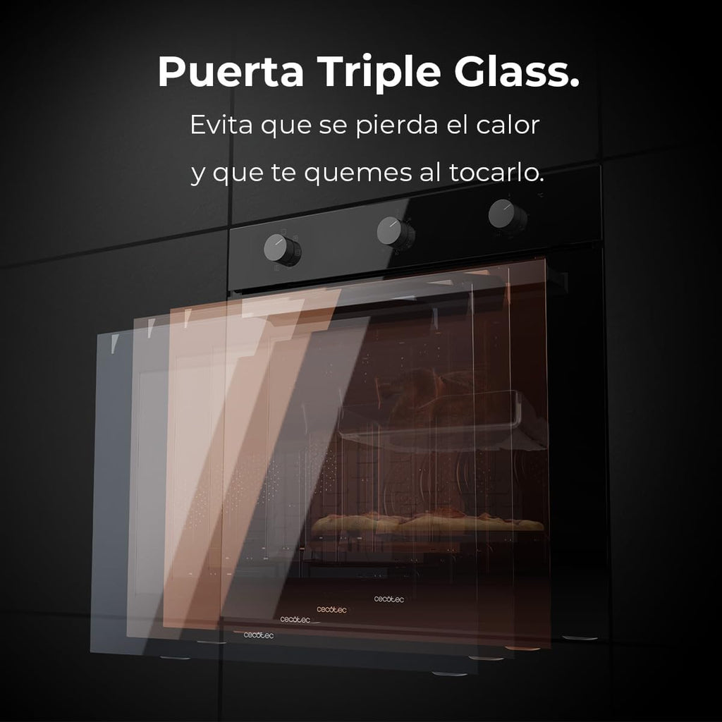 Cecotec Four intégrable multifonctions Bolero Hexa M236000 Glass Black Time A.Four multifonctions Capacité de 70 L, 6 fonctions, classe A, 2800 W