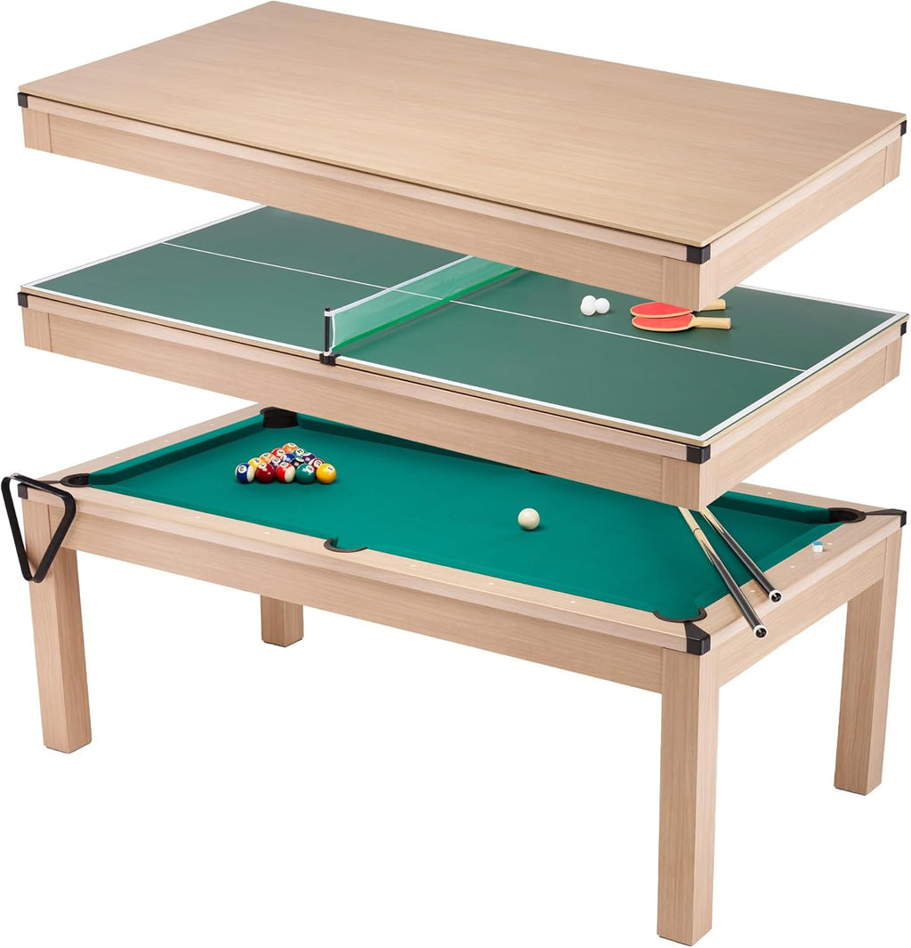 Table de Salle à Manger Convertible 3 en 1 avec Billard et Tennis de Table | 6 à 8 Places