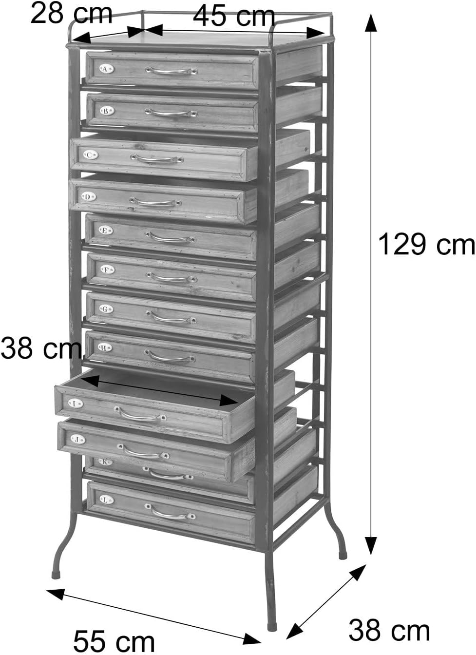 Mendler Placard de pharmacien HWC-A43 Style Shabby 129x55x38cm