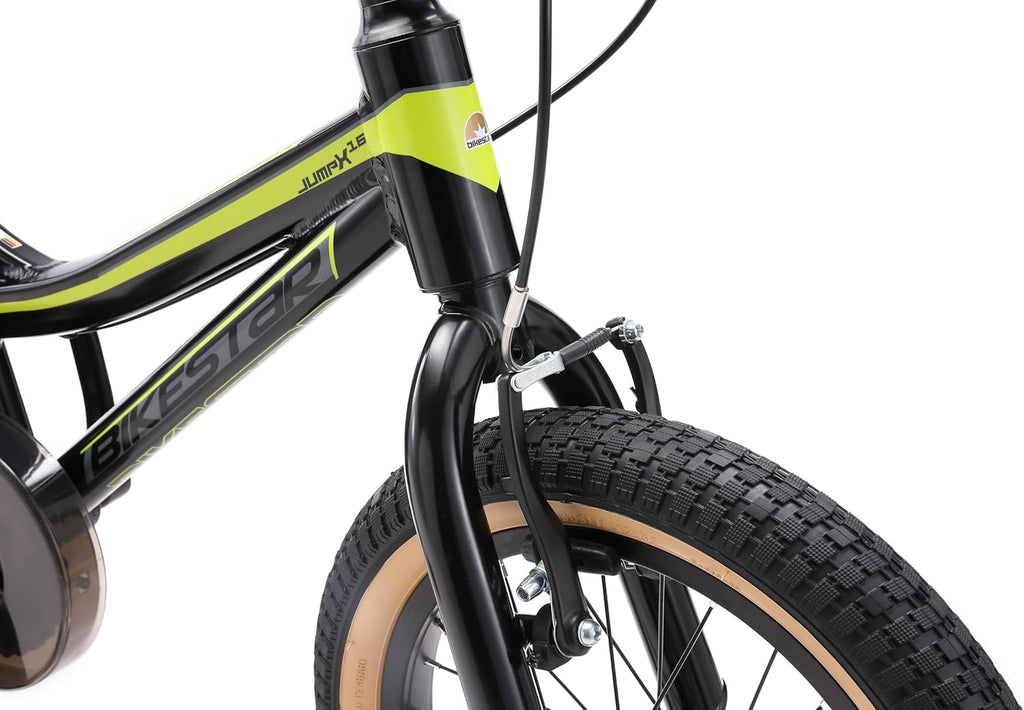 BIKESTAR Vélo Enfant en Aluminium pour Garcons et Filles de 4-5 Ans | Bicyclette Enfant 16 Pouces vélo de Montagne avec Freins en V | Noir Vert