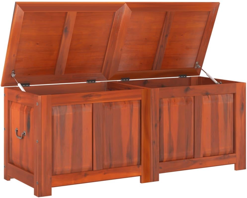 vidaXL Coffre de Rangement avec Couvercle, Boîte à Jouets, Armoire de Rangement, Organisateur de Salon Couloir, Marron Bois Massif d'Acacia