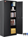 VEVOR Armoire de rangement en métal, armoire de rangement verrouillable en acier avec 2 portes magnétiques et 4 étagères réglables, armoire en métal de 180,7 cm, capacité de 90,7 kg par étagère avec 3