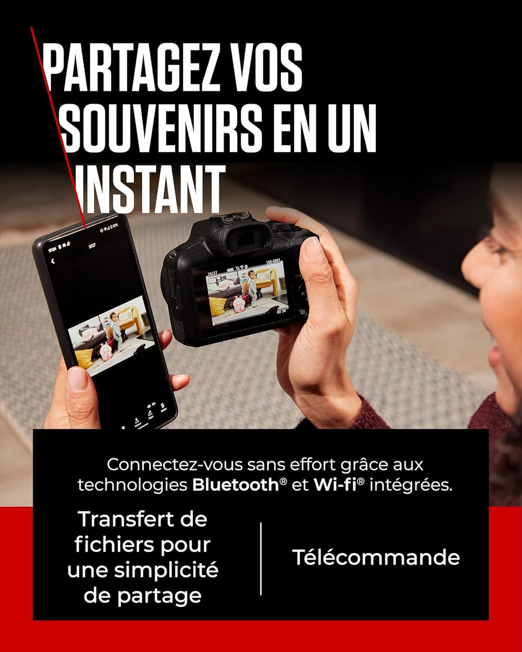Canon EOS R100 Appareil Photo Hybride Compact à capteur APS-C stabilisé 24M Pixels, Vidéo 4K, Wi-FI, AutoFocus Dual Pixel, boitier Nu Noir