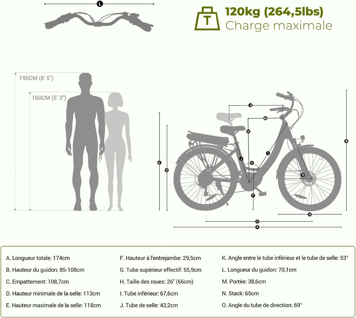 Eleglide C2 Vélo Électrique Adulte, 100Km Autonomie, Batterie Amovible, Freins Hydrauliques, Suspension Avant, 7 Vitesses, Vélo électrique à Moteur Central, Confortable pour Ville/Trekking