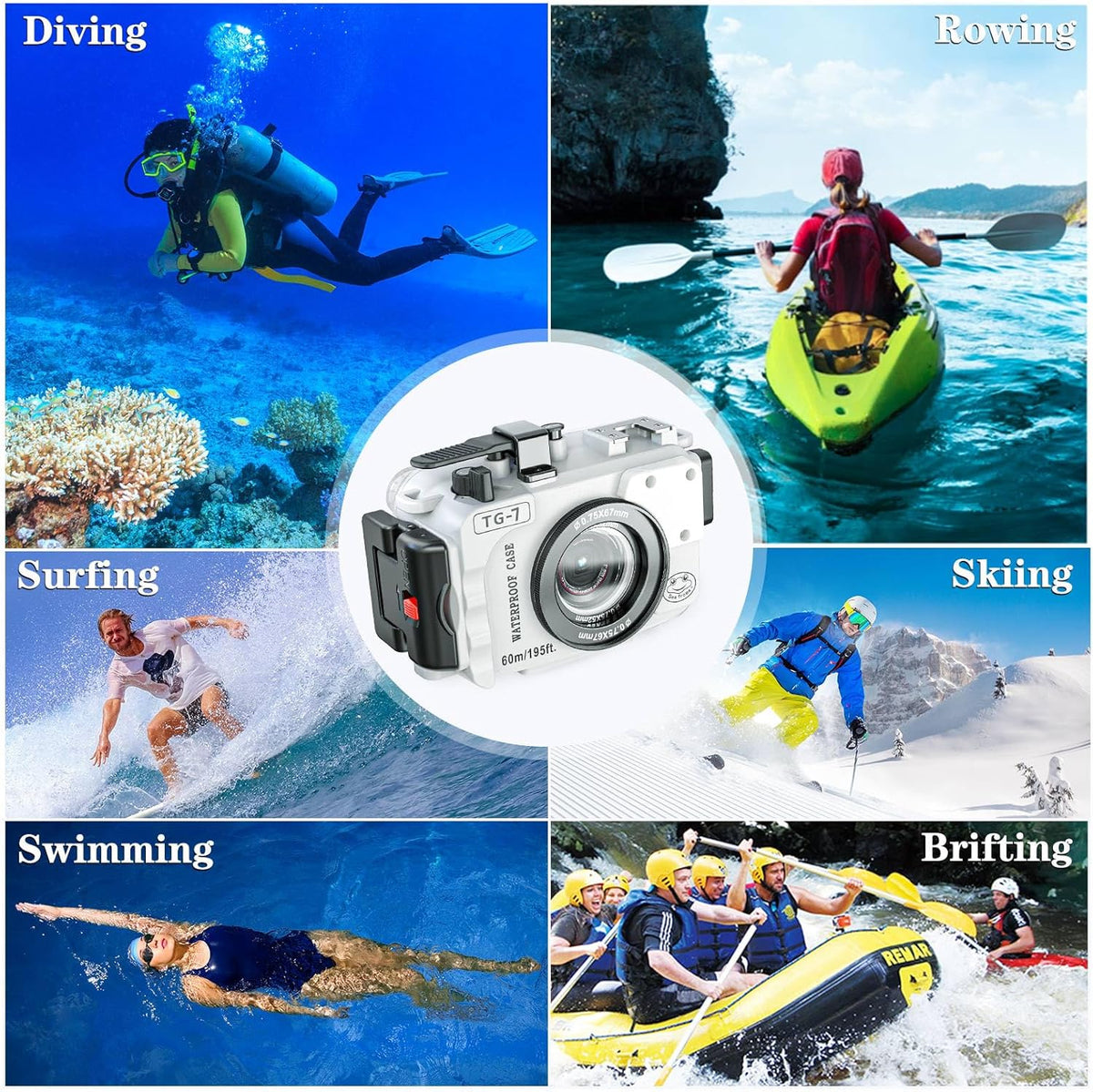 Sea Frogs Boîtier étanche pour caméra sous-Marine Om System TG-7 60 m avec Filtre Rouge TG7-W