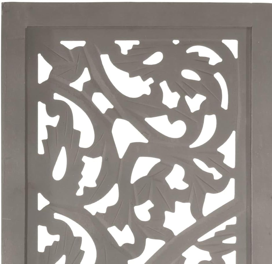 Paravent intérieur 3 Panneaux Pliables, Séparateur de pièce, Ecran d'Intimité Paravent Chambre à Coucher Maison Balcon, Gris 120x165 cm Bois manguier