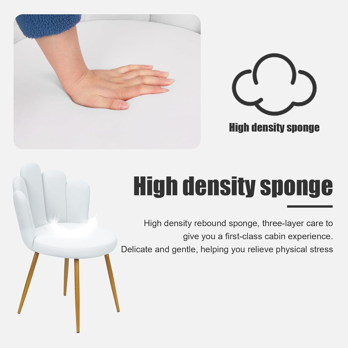 Shienfir Chaise de bureau en velours, chaise de coiffeuse avec pieds en bois, siège confortable, dossier, chaise d'appoint en forme de pétale pour salon moderne, chambre à coucher, salle à manger