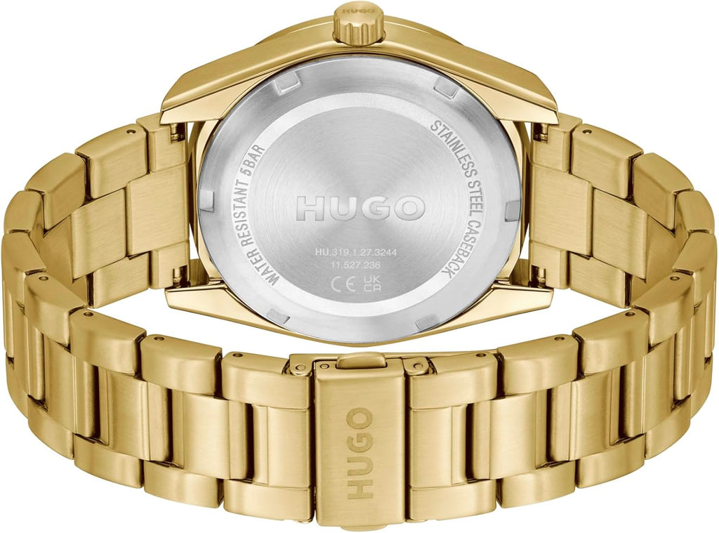 HUGO Montre Analogique Multifonction à Quartz pour Homme Collection Bright Sport avec Bracelet en Acier Inoxydable ou en Cuir