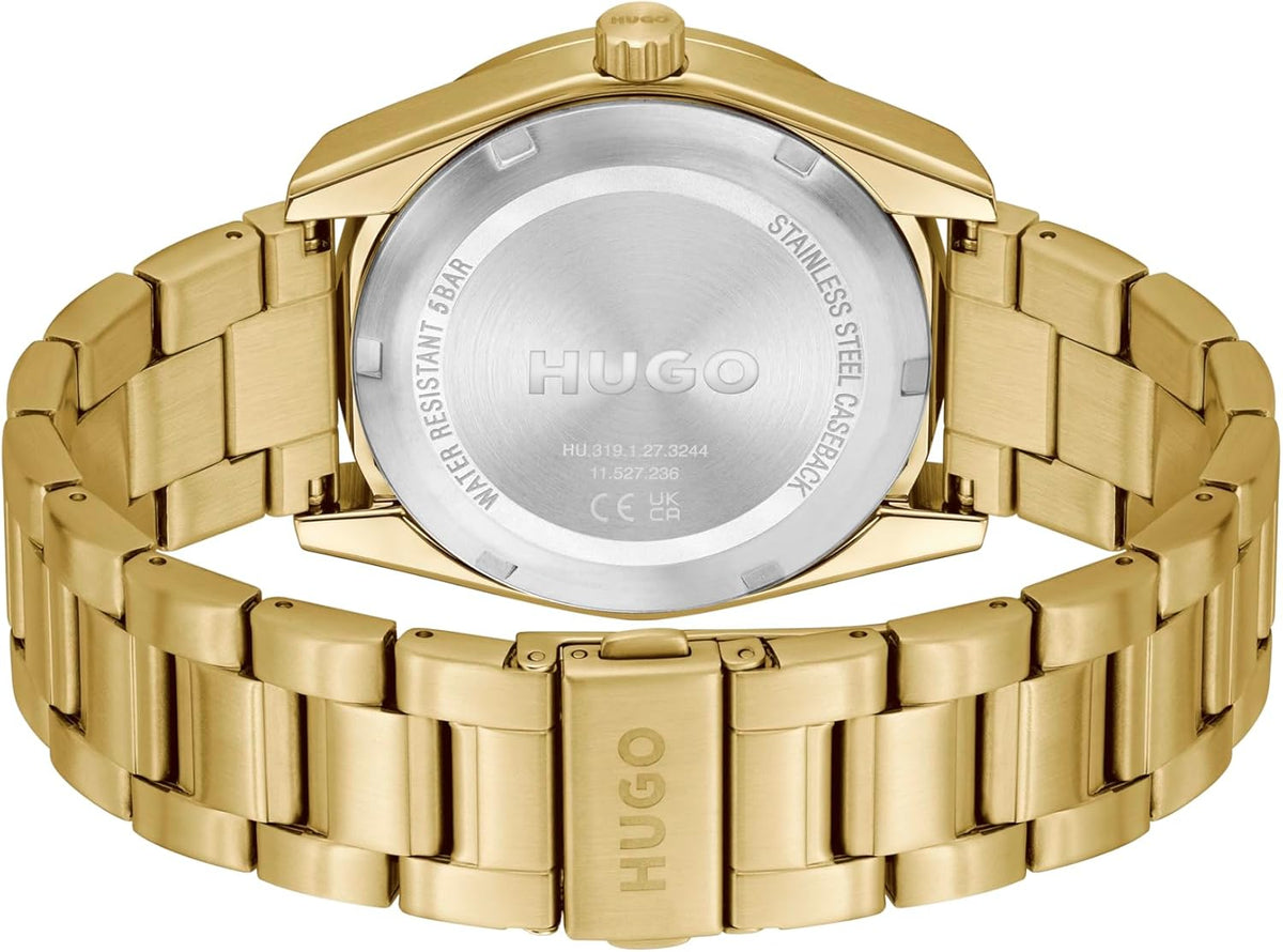 HUGO Montre Analogique Multifonction à Quartz pour Homme Collection Bright Sport avec Bracelet en Acier Inoxydable ou en Cuir