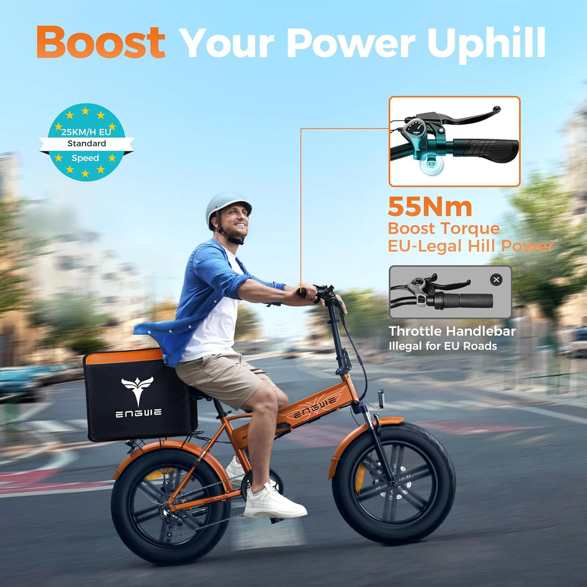 ENGWE Vélo Électrique Pliable, Batterie 48V 13Ah Amovible, Autonomie de 50-120 km，20'' ×4.0'' Fat Tire 7-Speed E-Bike for Any Terrain, EP-2 Boost
