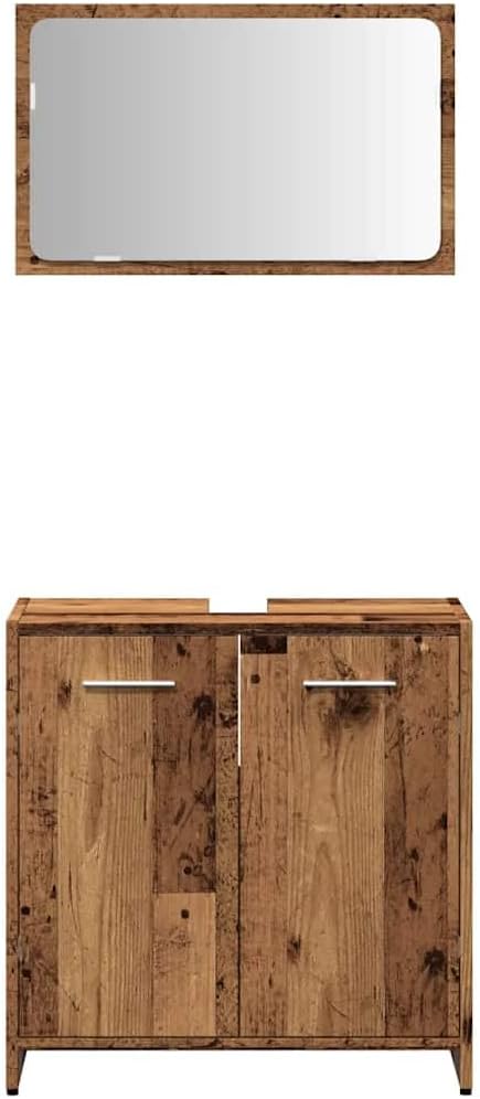 WSJHUHK Meubles, ensembles de meubles, ensembles de meubles de salle de bain, armoire de salle de bain avec miroir, bois d'ingénierie vieux bois