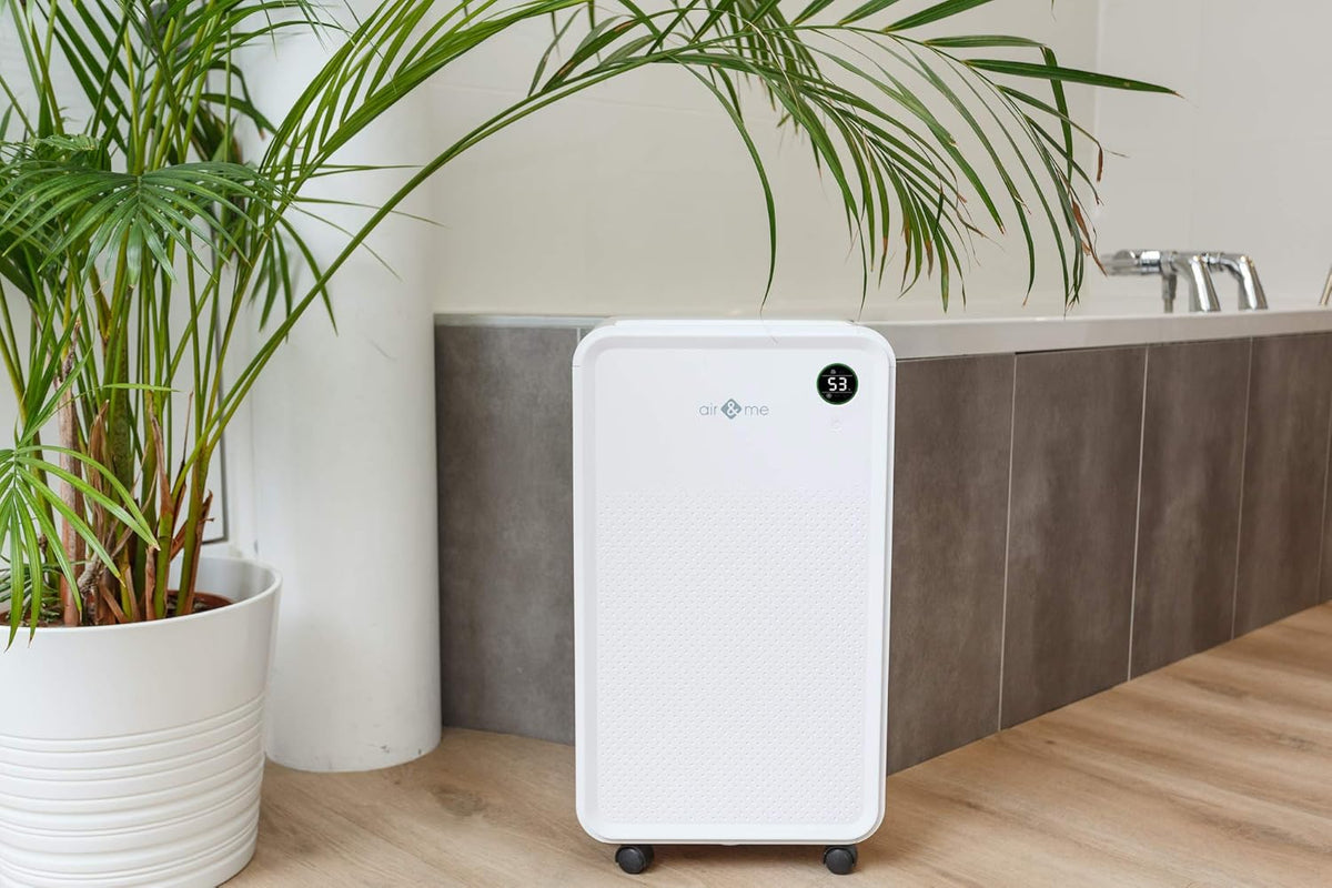Air&Me Déshumidificateur LARY 12L/J puissant & silencieux, idéal 50 m², hygrostat intégré, grande autonomie