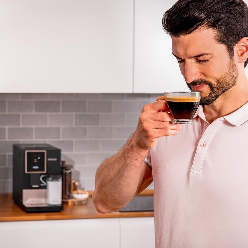 Cecotec Machine a Café Espresso Superautomatique Cremmaet Compactccino Connected Black Rose. 19 Bars, Écran TFT, Wifi, Moulin Integré, Réservoir d'eau 1,1 L et de lait 400 ml, Nettoyage Automatique