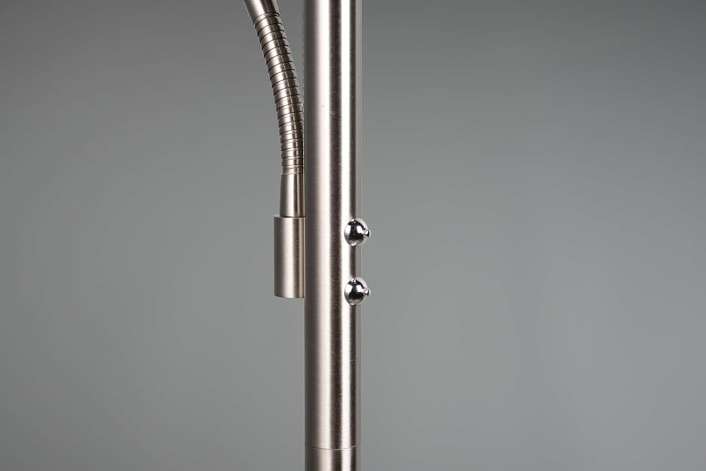 Trio Leuchten Lampadaire LED WILLIS 449510207, Métal Nickel mat, 39 + 5,5 Watt LED, Couleur de la lumière réglable, Dimmable