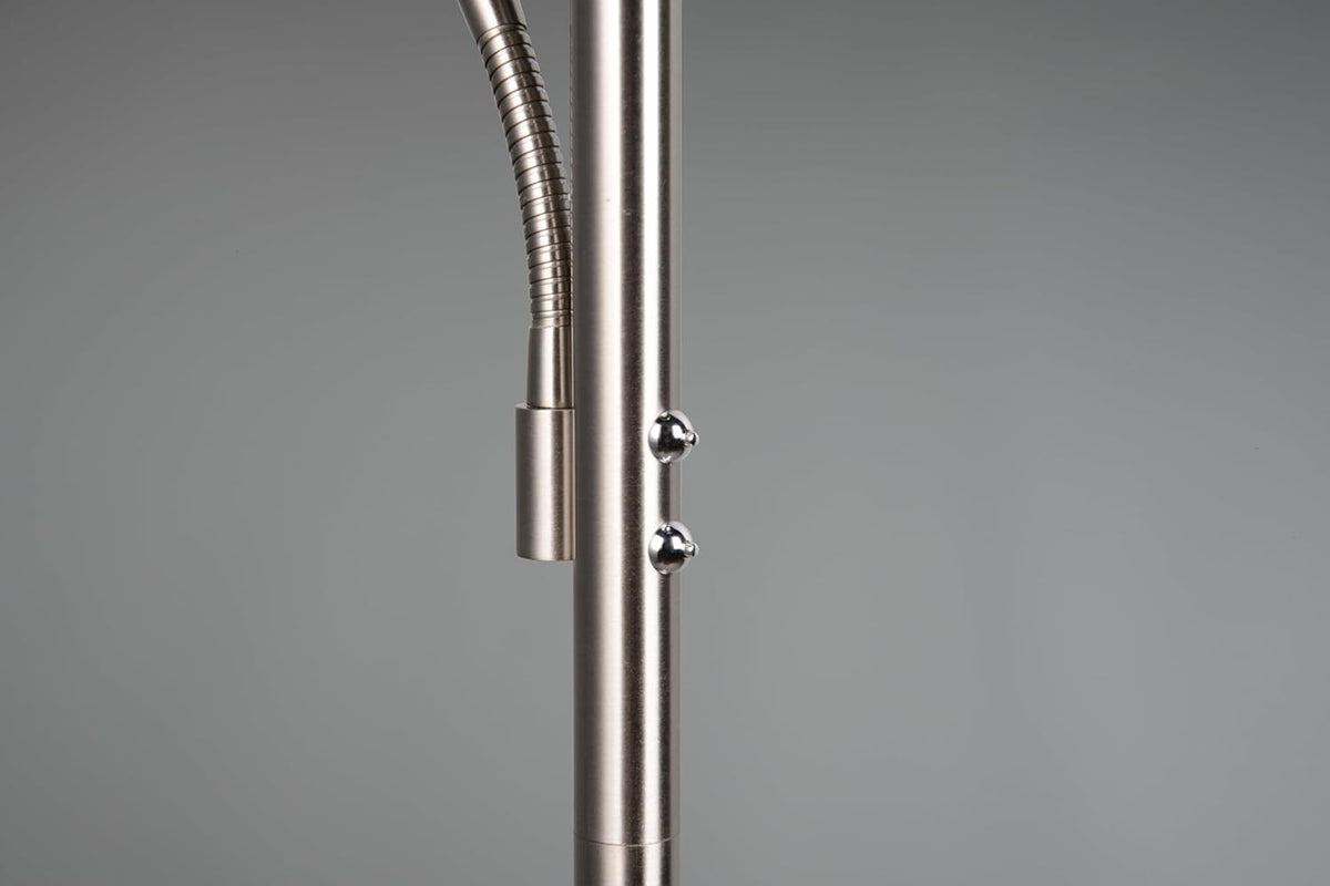 Trio Leuchten Lampadaire LED WILLIS 449510207, Métal Nickel mat, 39 + 5,5 Watt LED, Couleur de la lumière réglable, Dimmable
