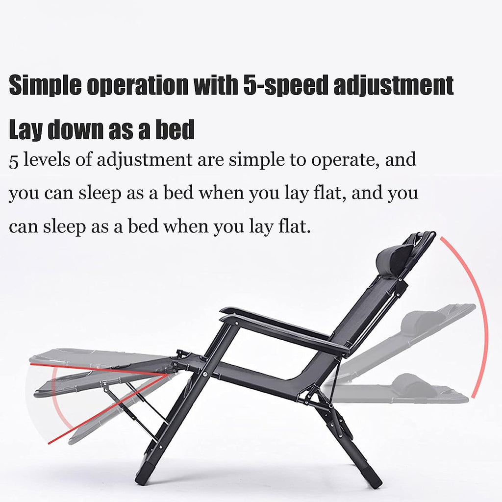 Chaise Longue Chaise Pliante Inclinable Longue Lit Pliant Portable d'angle De Réglage À 5 Vitesses Et Double Usage Pliante Relaxation