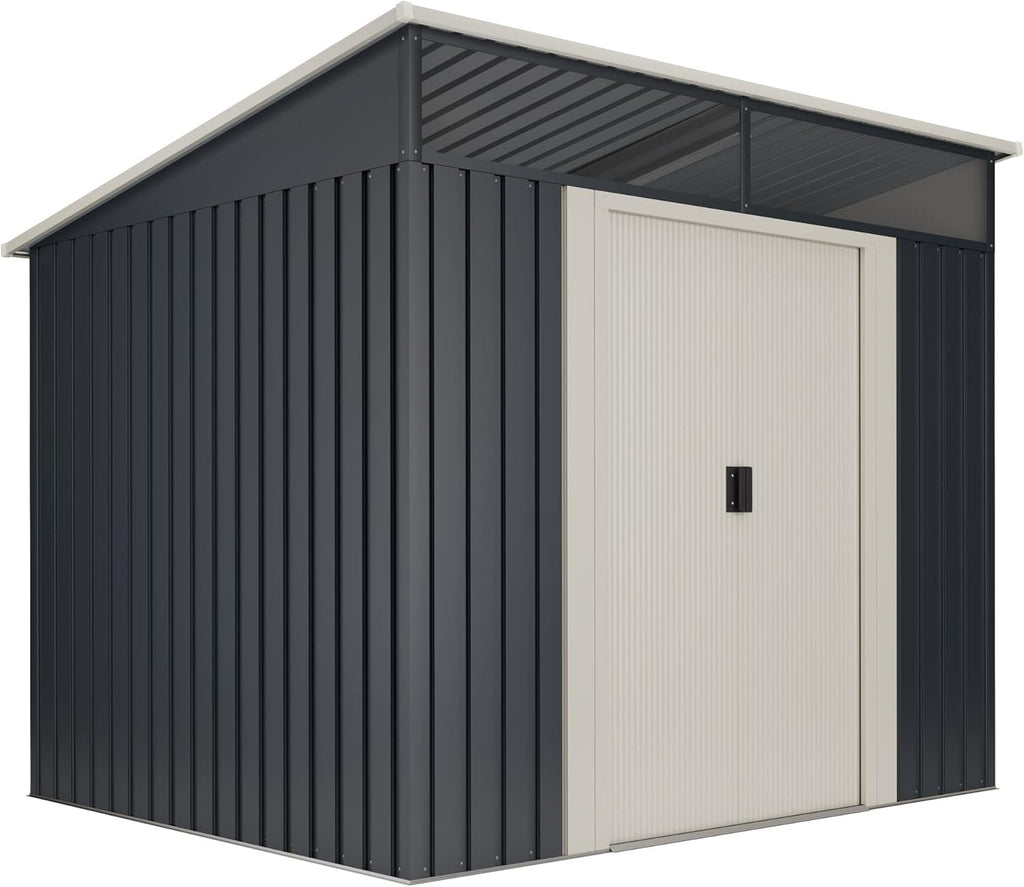 Wasabi - Abri de Jardin Métal 4,6m2 Stark avec fenêtre - Porte coulissante Double - Toit Plat - Cabane extérieur - Cabanon Rangement et Stockage - 194x239x203cm