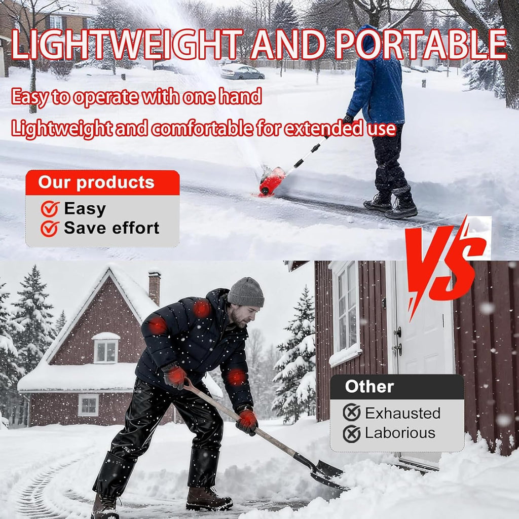 ORIDLECTAL Fraise à Neige, Deneigeuse Electrique, Déneigement pour Allées, Batterie 20V 4Ah, Moteur Haute Puissance 1200W, Portée 16cm, Léger et Facile à Manipuler