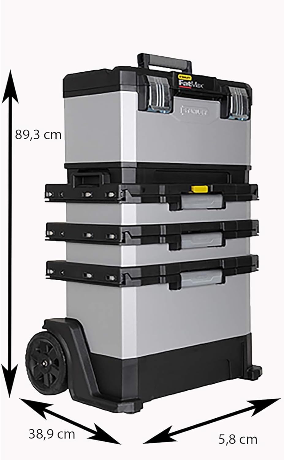 STANLEY FATMAX Rolling Workshop, 4-en-1 Units including Removable Toolbox, Durable Metal and Plastic, Mobile Workstation, 1-95-622